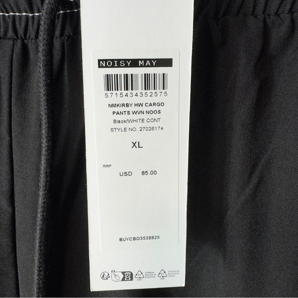 NWT Noisy May Kirby Cargo Utility Jogger Pants Black/White Women’s Size XL - Picture 15 of 16